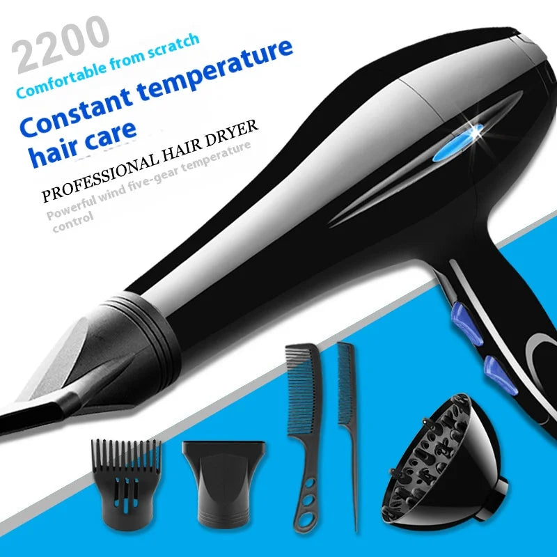 Secador de cabelo 2200W profissional potente secador de cabelo aquecimento rápido ajuste quente e frio secador de ar iônico com coleta de ar